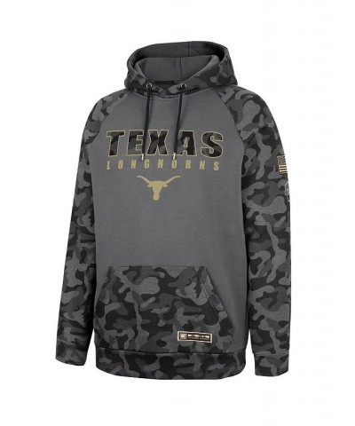 Men's Charcoal Texas Longhorns OHT Military-Inspired Appreciation Camo Stack Raglan Pullover Hoodie $32.50 Sweatshirt