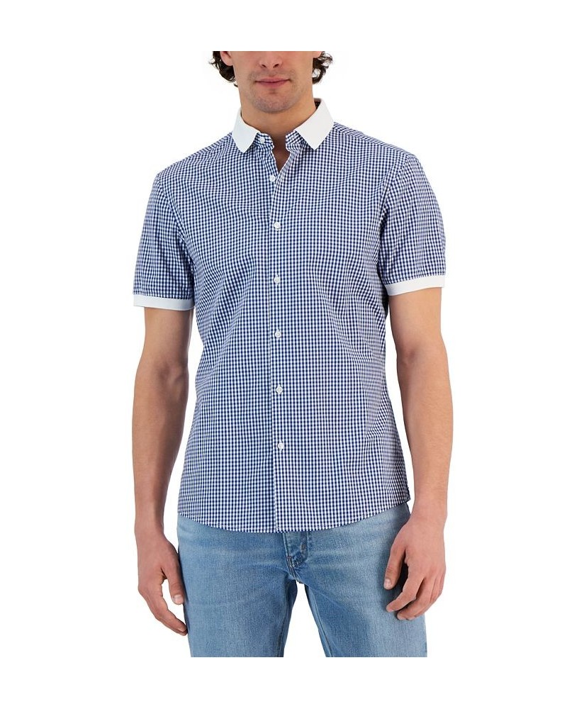 Men's Slim-Fit Short-Sleeve Gingham Shirt PD04 $51.74 Shirts