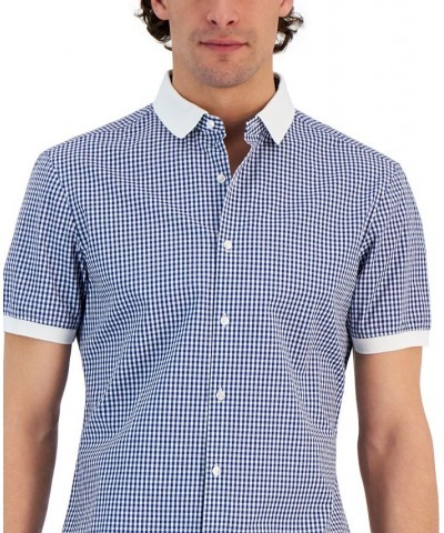 Men's Slim-Fit Short-Sleeve Gingham Shirt PD04 $51.74 Shirts