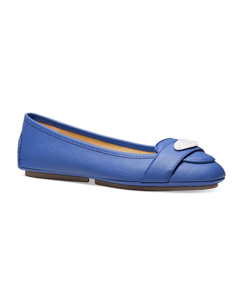 Women's MK Plate Slip-On Moccasin Flats Blue $42.50 Shoes