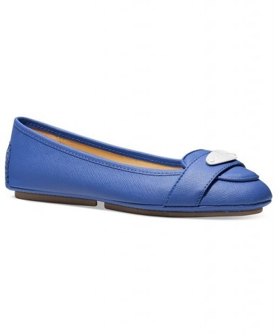 Women's MK Plate Slip-On Moccasin Flats Blue $42.50 Shoes