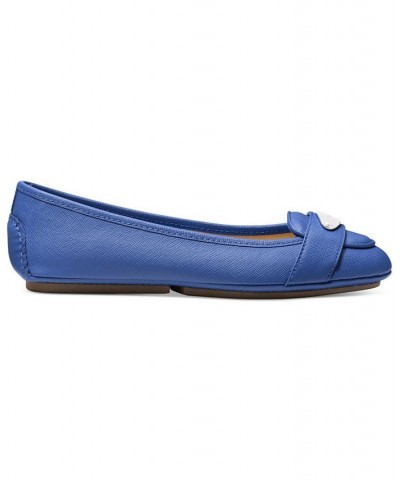 Women's MK Plate Slip-On Moccasin Flats Blue $42.50 Shoes