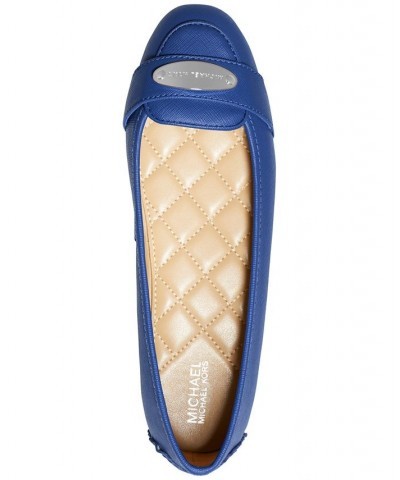 Women's MK Plate Slip-On Moccasin Flats Blue $42.50 Shoes