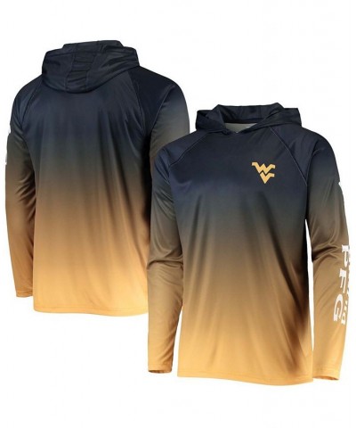 Men's Navy West Virginia Mountaineers Terminal Tackle Omni-Shade UPF 50 Long Sleeve Hooded T-shirt $37.79 T-Shirts