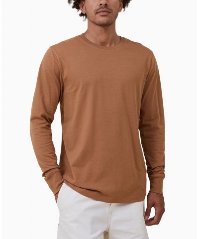 Men's Long Sleeve T-shirt Brown $18.89 T-Shirts