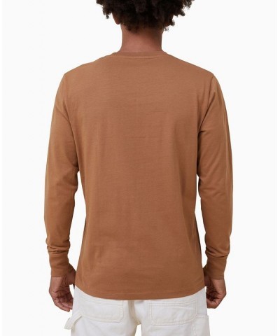 Men's Long Sleeve T-shirt Brown $18.89 T-Shirts