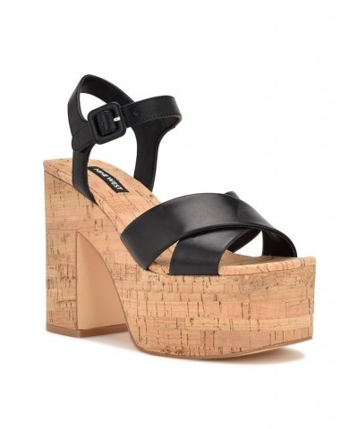 Women's Rilay Ankle Strap Platform Dress Sandals Black $44.03 Shoes