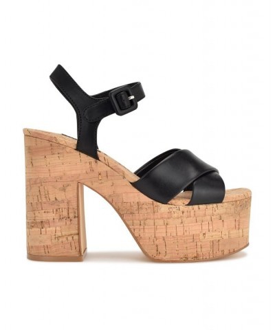 Women's Rilay Ankle Strap Platform Dress Sandals Black $44.03 Shoes