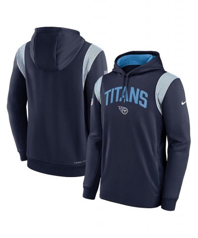 Men's Navy Tennessee Titans Sideline Athletic Stack Performance Pullover Hoodie $38.68 Sweatshirt