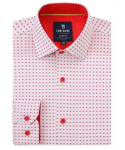 Men's Slim Fit Performance Long Sleeve Printed Dress Shirt PD01 $21.60 Dress Shirts