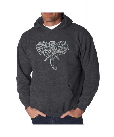 Men's Word Art Hoodie - Elephant Tusks Gray $35.39 Sweatshirt