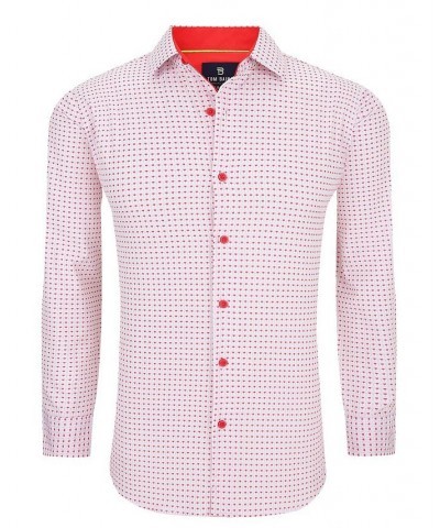 Men's Slim Fit Performance Long Sleeve Printed Dress Shirt PD01 $21.60 Dress Shirts