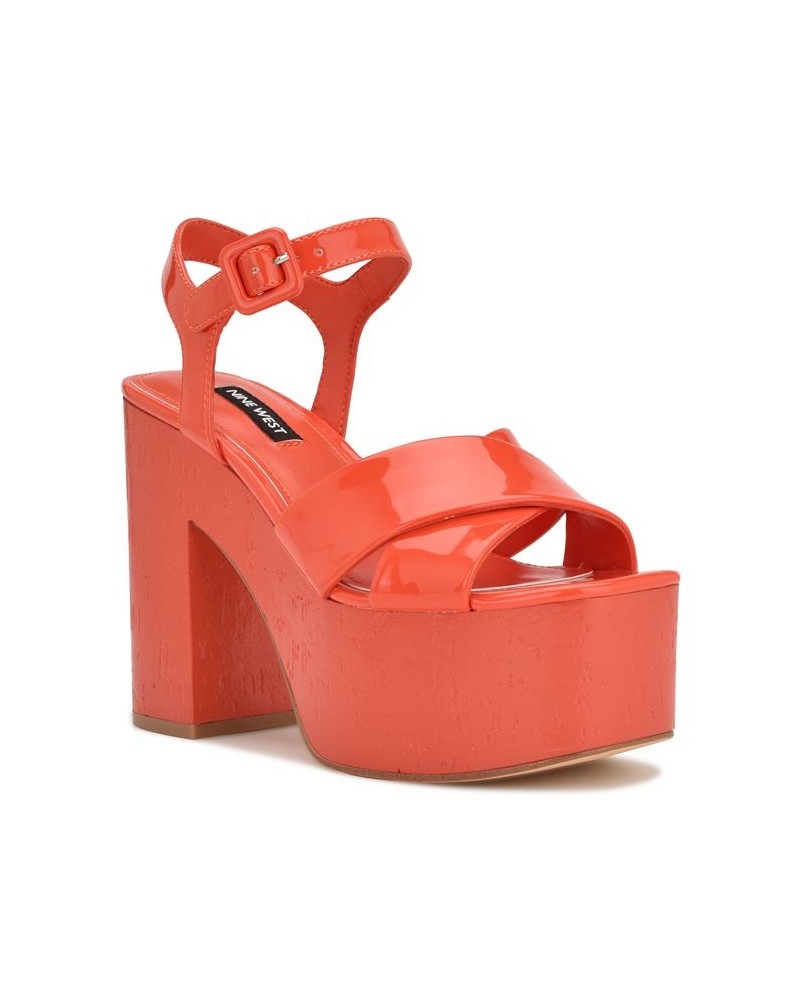 Women's Rilay Ankle Strap Platform Dress Sandals Pink $44.03 Shoes