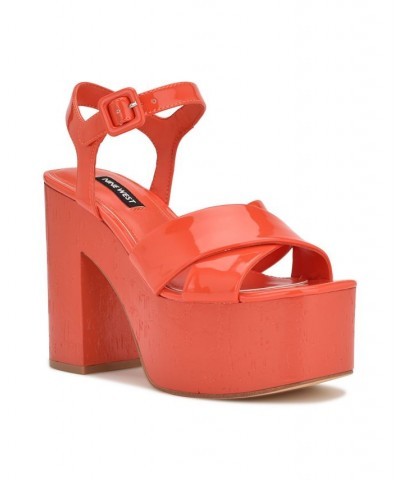 Women's Rilay Ankle Strap Platform Dress Sandals Pink $44.03 Shoes