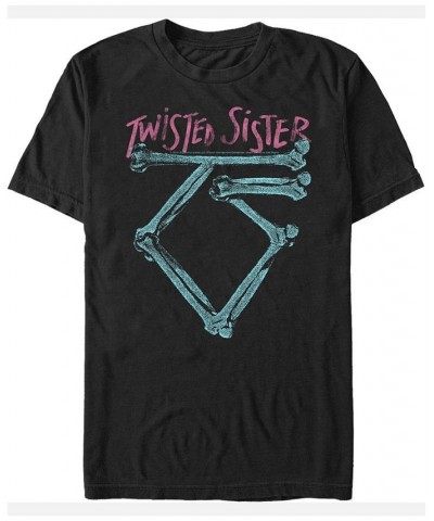 Twisted Sister Men's Neon Bones Logo Short Sleeve T-Shirt Black $17.50 T-Shirts