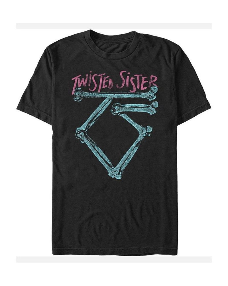 Twisted Sister Men's Neon Bones Logo Short Sleeve T-Shirt Black $17.50 T-Shirts