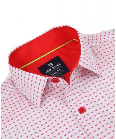 Men's Slim Fit Performance Long Sleeve Printed Dress Shirt PD01 $21.60 Dress Shirts