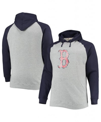 Men's Branded Heather Gray, Navy Boston Red Sox Big and Tall Raglan Pullover Hoodie $38.49 Sweatshirt