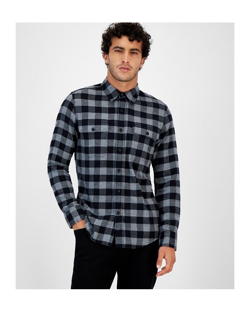 Men's Check Flannel Shirt Black $13.93 Shirts