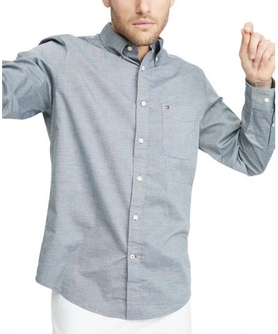 Men's Big & Tall Classic-Fit Stretch Solid Capote Shirt Gray $44.54 Shirts