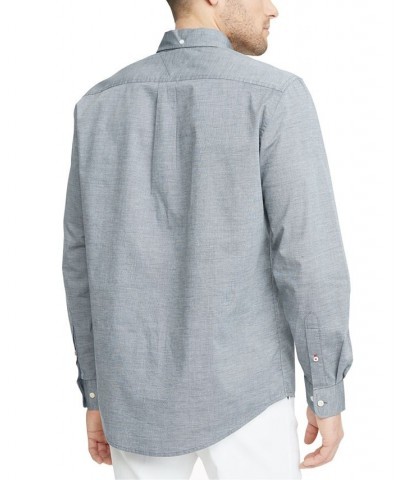 Men's Big & Tall Classic-Fit Stretch Solid Capote Shirt Gray $44.54 Shirts