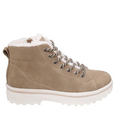 Women's Justine Lace-up Booties Tan/Beige $43.00 Shoes