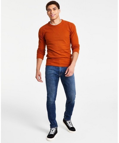 Men's Thermal Waffle-Knit Long Sleeve Shirt Brown $10.02 T-Shirts