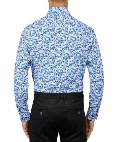 Men's Regular-Fit Floral Performance Dress Shirt Blue $24.38 Dress Shirts