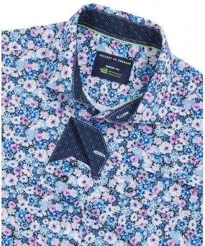 Men's Regular-Fit Floral Performance Dress Shirt Blue $24.38 Dress Shirts