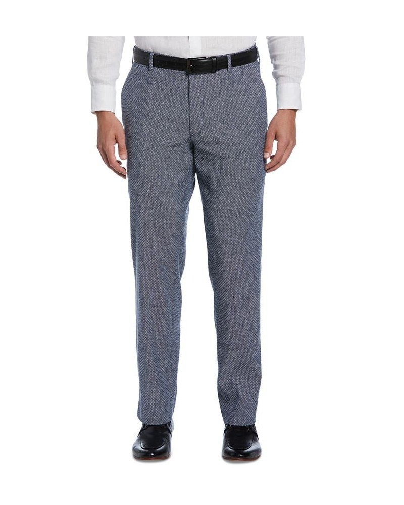 Men's Plain-Weave Stretch Flat Front Pants Blue $27.60 Pants