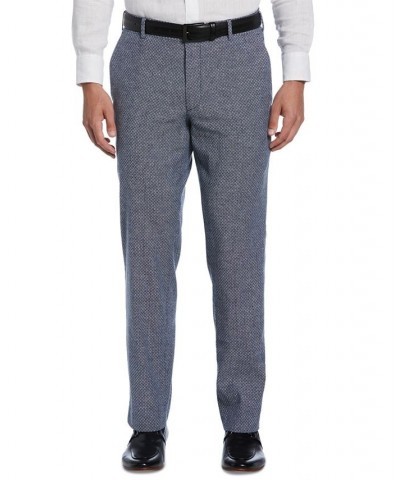 Men's Plain-Weave Stretch Flat Front Pants Blue $27.60 Pants