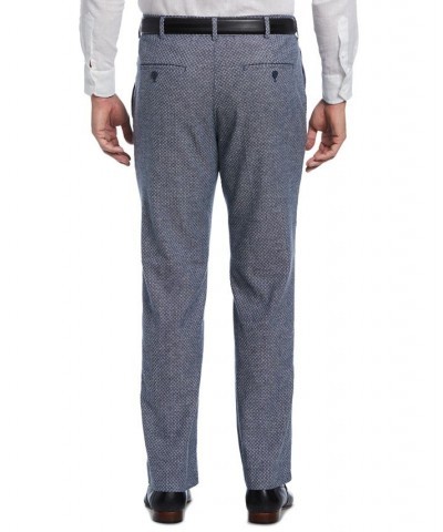 Men's Plain-Weave Stretch Flat Front Pants Blue $27.60 Pants