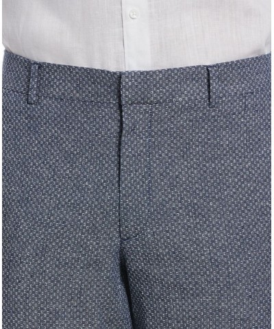 Men's Plain-Weave Stretch Flat Front Pants Blue $27.60 Pants