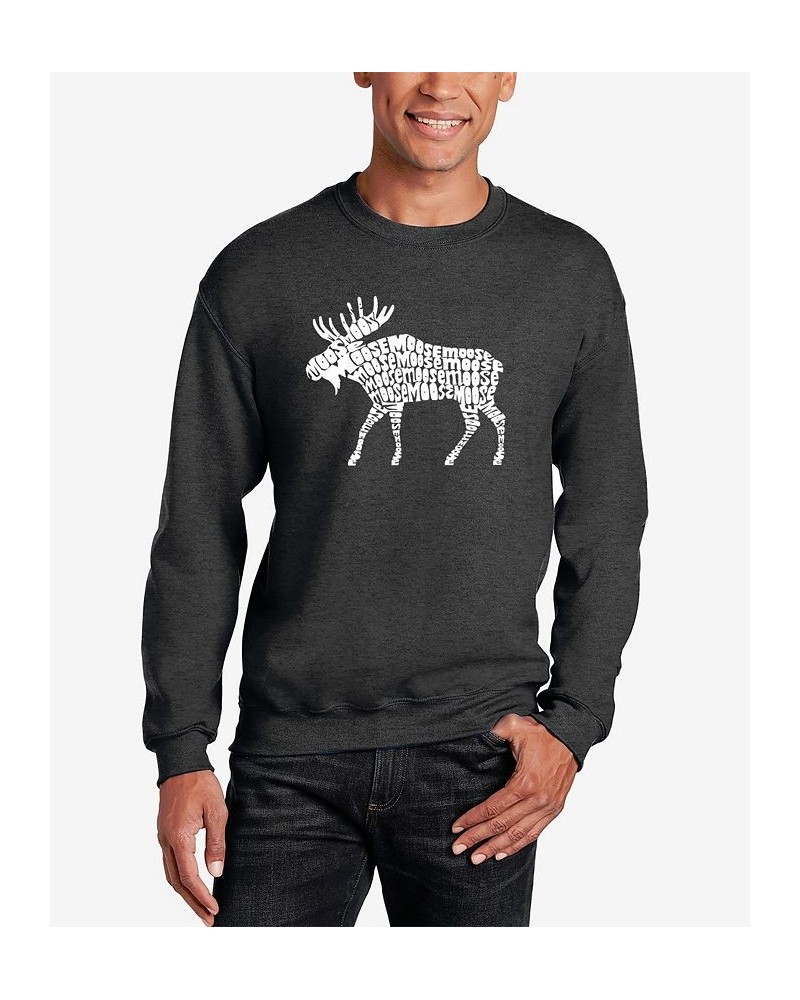 Men's Word Art Crewneck Moose Sweatshirt Gray $23.00 Sweatshirt