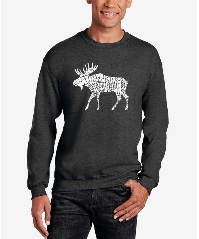 Men's Word Art Crewneck Moose Sweatshirt Gray $23.00 Sweatshirt