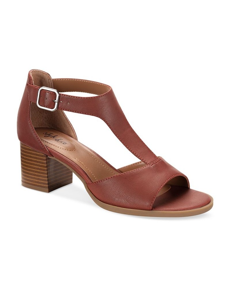 Kendaall T-Strap Dress Sandals Red $38.96 Shoes