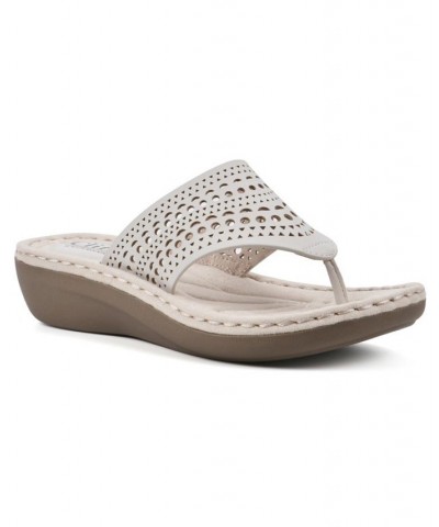 Women's Compact Thong Comfort Sandal White $28.98 Shoes