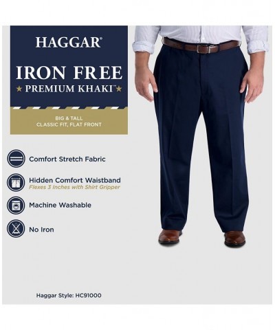 Men's Big & Tall Iron Free Premium Khaki Classic-Fit Flat Front Pant Char. Htr $23.10 Pants