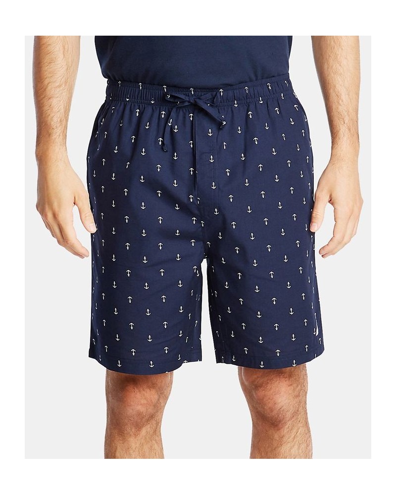 Men's Cotton Anchor-Print Pajama Shorts Blue $12.46 Pajama