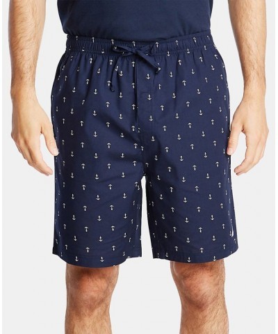 Men's Cotton Anchor-Print Pajama Shorts Blue $12.46 Pajama