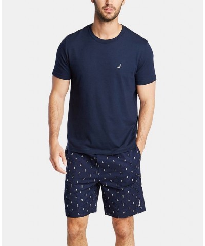 Men's Cotton Anchor-Print Pajama Shorts Blue $12.46 Pajama