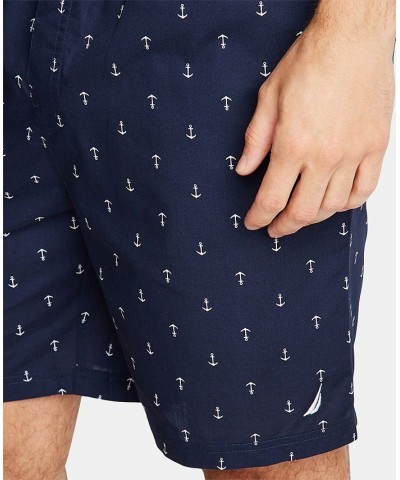 Men's Cotton Anchor-Print Pajama Shorts Blue $12.46 Pajama