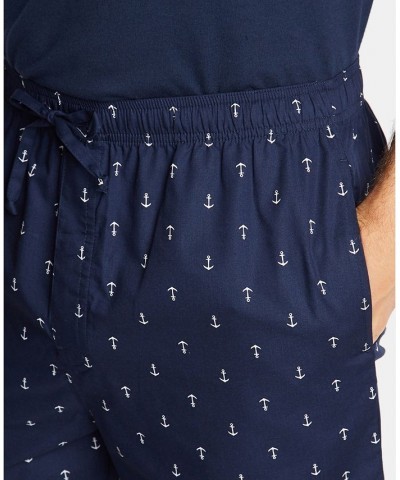 Men's Cotton Anchor-Print Pajama Shorts Blue $12.46 Pajama