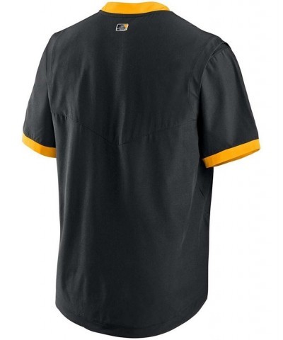 Men's Black, Gold Pittsburgh Pirates Authentic Collection Short Sleeve Hot Pullover Jacket $36.00 Jackets