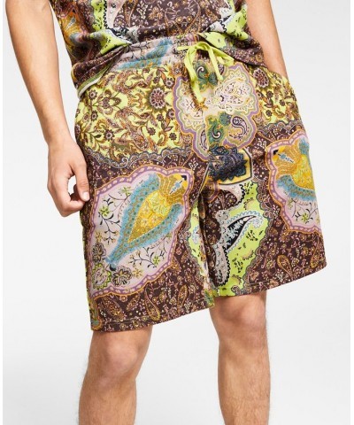 I.N.C. International Concepts Men's Regular-Fit Paisley 9" Drawstring Shorts Green $16.76 Shorts