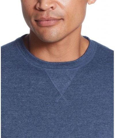 Men's Long Sleeved Waffle Crew Neck T-shirt Blue $14.81 T-Shirts