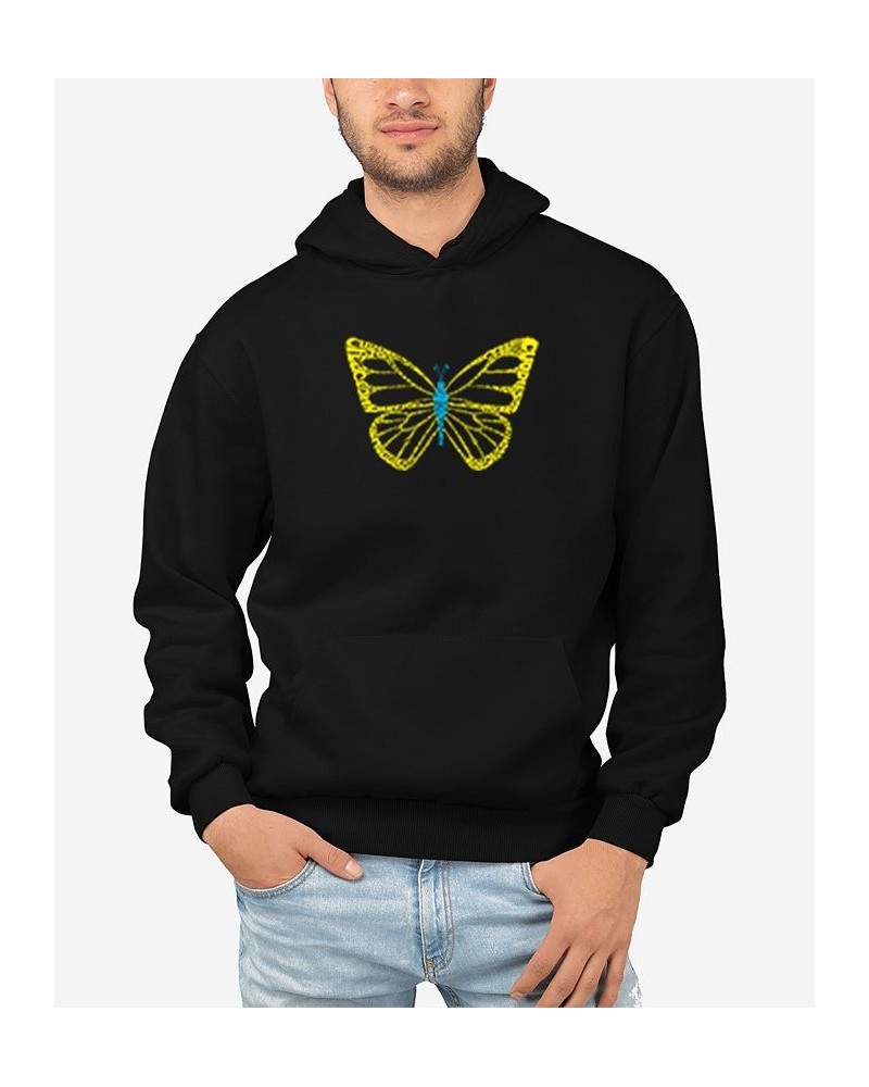 Men's Butterfly Word Art Hooded Sweatshirt Black $26.40 Sweatshirt