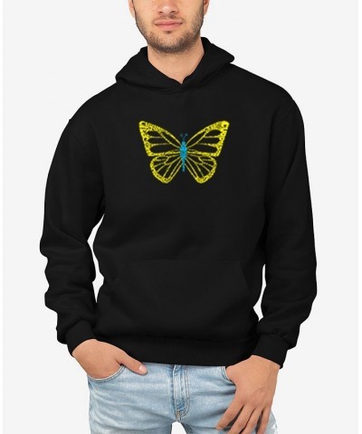 Men's Butterfly Word Art Hooded Sweatshirt Black $26.40 Sweatshirt