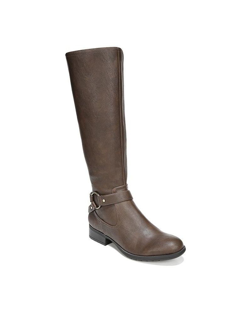 X-Felicity Wide Calf High Shaft Boots Brown $46.20 Shoes