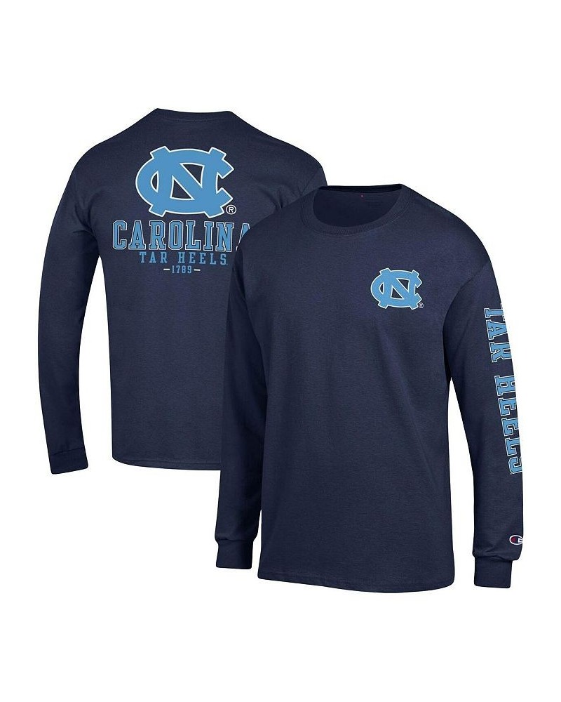 Men's Navy North Carolina Tar Heels Team Stack Long Sleeve T-shirt $24.50 T-Shirts